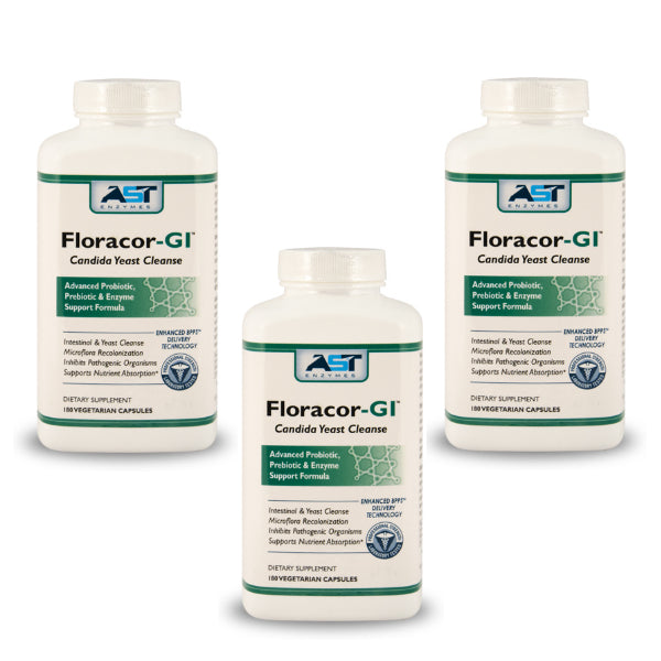 Floracor-GI Enzymes AST 
180 caps  (3 pack)